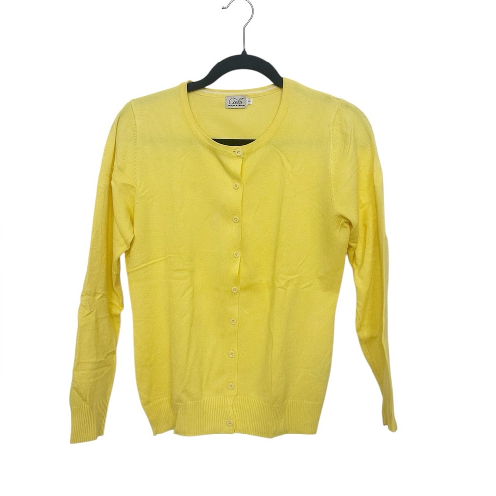 Cielo Women’s classic cardigan sweater color yellow small